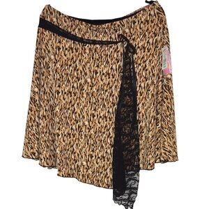 Heart Soul ‘Asian Spice’ Pull On Skirt, Large Lace & Ribbon Tie Black Taupe